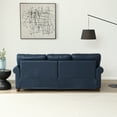 thumbnail image 2 of 3-Seat Sofa with Storage Boxes, Faux Leather Mid Century Modern Couches, Comfy Chairs with Nails Decoration and Wood Legs for Living Room, Navy Blue, 2 of 9
