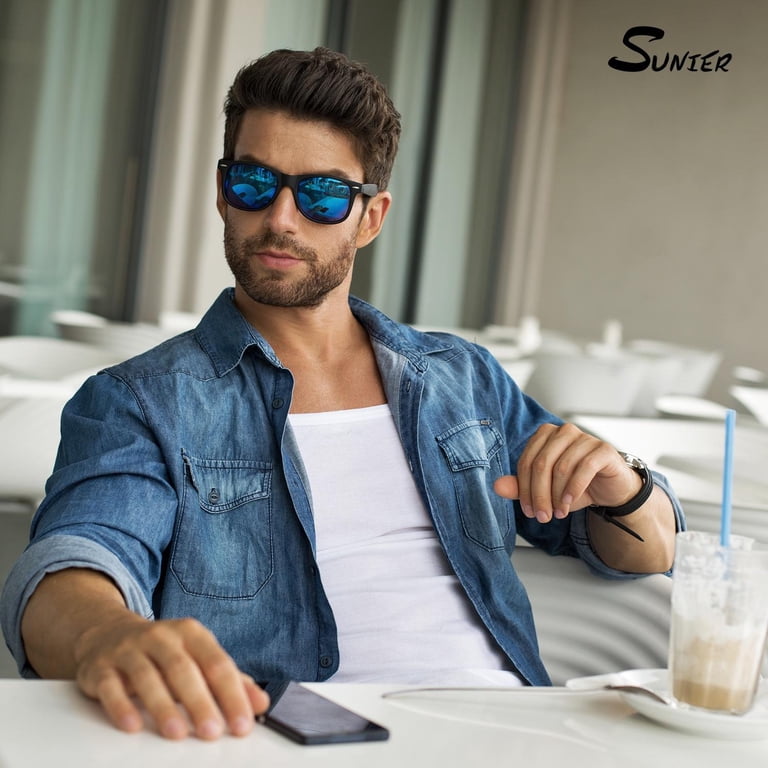 Sunier Classic Polarized Sunglasses, Retro 80's Black Frame photo 3
