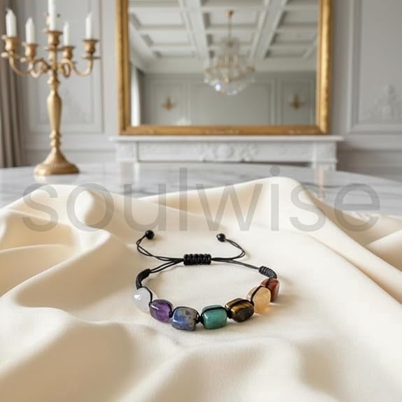 Seven Chakra Crystal Bracelet, Adjustable Thread Natural Healing Stones, Unisex Yoga Meditation Jewelry for Energy, Peace, and Wellness Gift