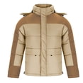 thumbnail image 4 of lkfuzj Men's Puffer Jacket Hooded Winter Coat Warm Thicken Cotton Outerwear Unisex Fashion Long Sleeve Hooded Jacket Zippered Patchwork Collar Warm Bread Padded Coat Tops - Khaki, 4 of 7