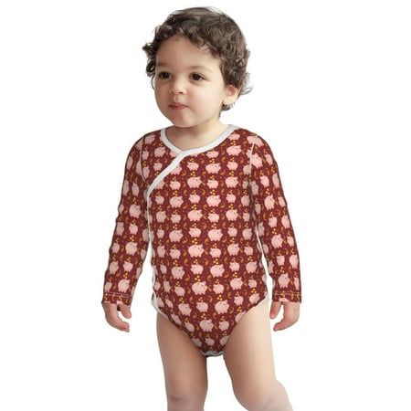 

Fotbe Cute Pig with Coins Pattern Unisex-baby Long-sleeve Bodysuit Long Sleeve Bodysuits One-piece 100% Organic Cotton for Infant Baby Boys Unisex-18 Months