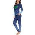 thumbnail image 3 of Renewold Christmas Pajama Family Green Xmas Bow Loungewear Sleepwear Set Size 6XL 2 Pieces Skin Friendly Women Walking Yoga Loungewear PJ Fit for Winter, 3 of 5