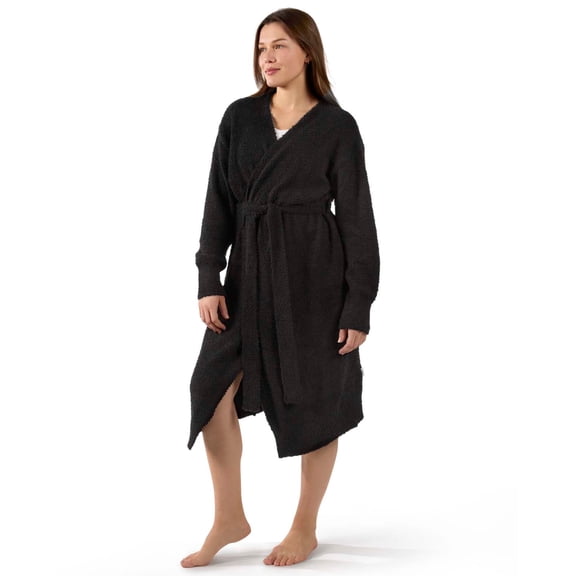 MeMoi Women's Warm Cozy Knit Long Lounge Robe - Womens - Female, 1X-2X, Black