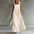 thumbnail image 2 of Ecqkame Summer Dresses for Women Square Neck Sleeveless Embroidered Floral Casual Flowy Daily Vacation Maxi Dress with Side Pockets Beige XXL, 2 of 6