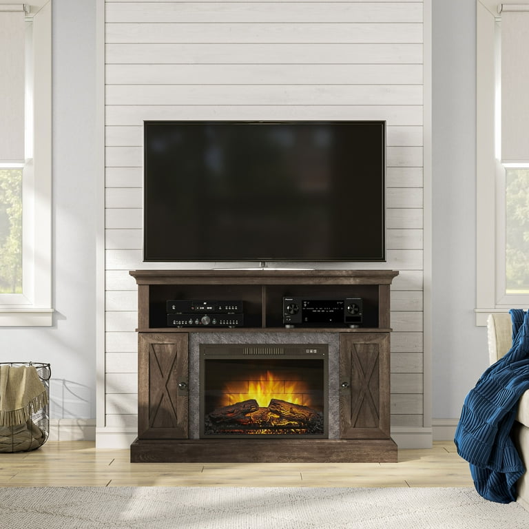 Kellum Media Fireplace Console for TVs up to 55”, 48 Stand, Brown -  Walmart.com