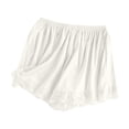 thumbnail image 3 of Satin Shorts for Women Hollow Lace Hem Silk Shorts for Women White M, 3 of 4
