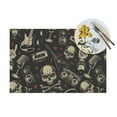 thumbnail image 4 of XMXT 6 Pcs Woven Placemats, Skeleton Rock Music Print Stain Resistant Anti-Skid Placemat for Kitchen Table, 12 x 18 inches, 4 of 6