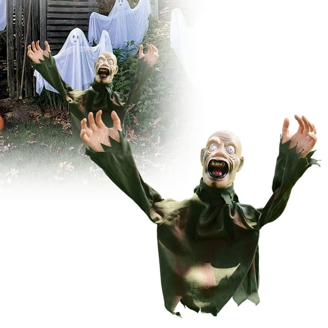 (2 Pack) Halloween Outdoor Decoration Sound Control Swinging Skeleton Prop for Courtyard Terrifying Garden Display Electronic Plug Design