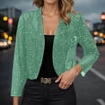 thumbnail image 2 of Rotm Sparkly Cardigan Women's Sequin Shrug Long Sleeve Open Front Cropped Bolero Jackets Light Green,L, 2 of 7