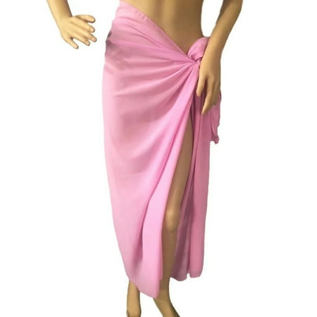 Women s Sarong Pareo Chiffon Bikini Cover Up Swimsuit Shawl (145*110cm Pink)