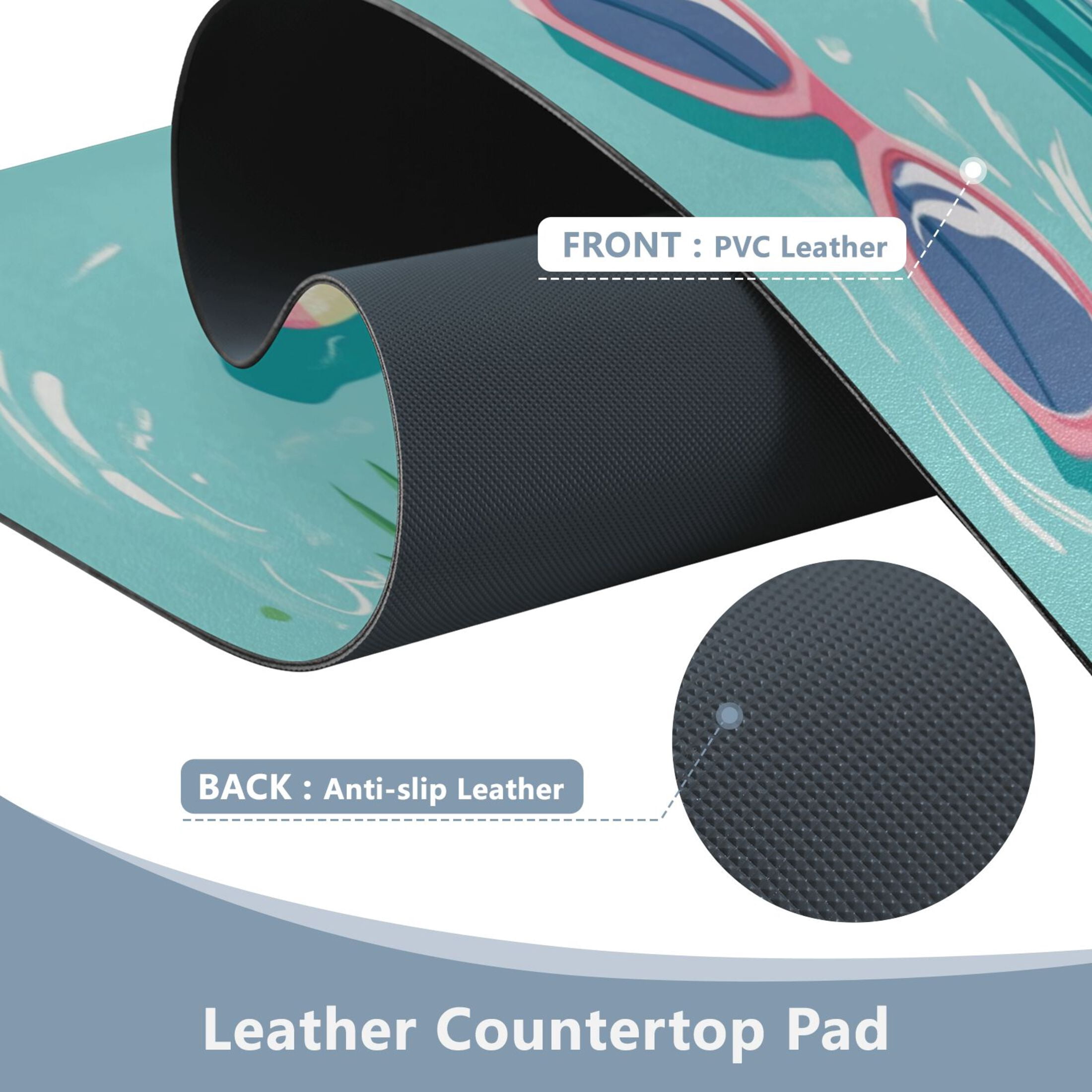 Leather Keyboard and Mouse Desk Mat Office Desk Accessories Protective Office Desk Decor Desk Pad Mat for Gaming, Work from Home, Office Summer Elements 23.6" x 47.2"