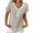Beige, variant on Women's Plus Size Striped Loose Knit Button-Front V-Neck Blouse Tee – Short Sleeve Casual Top