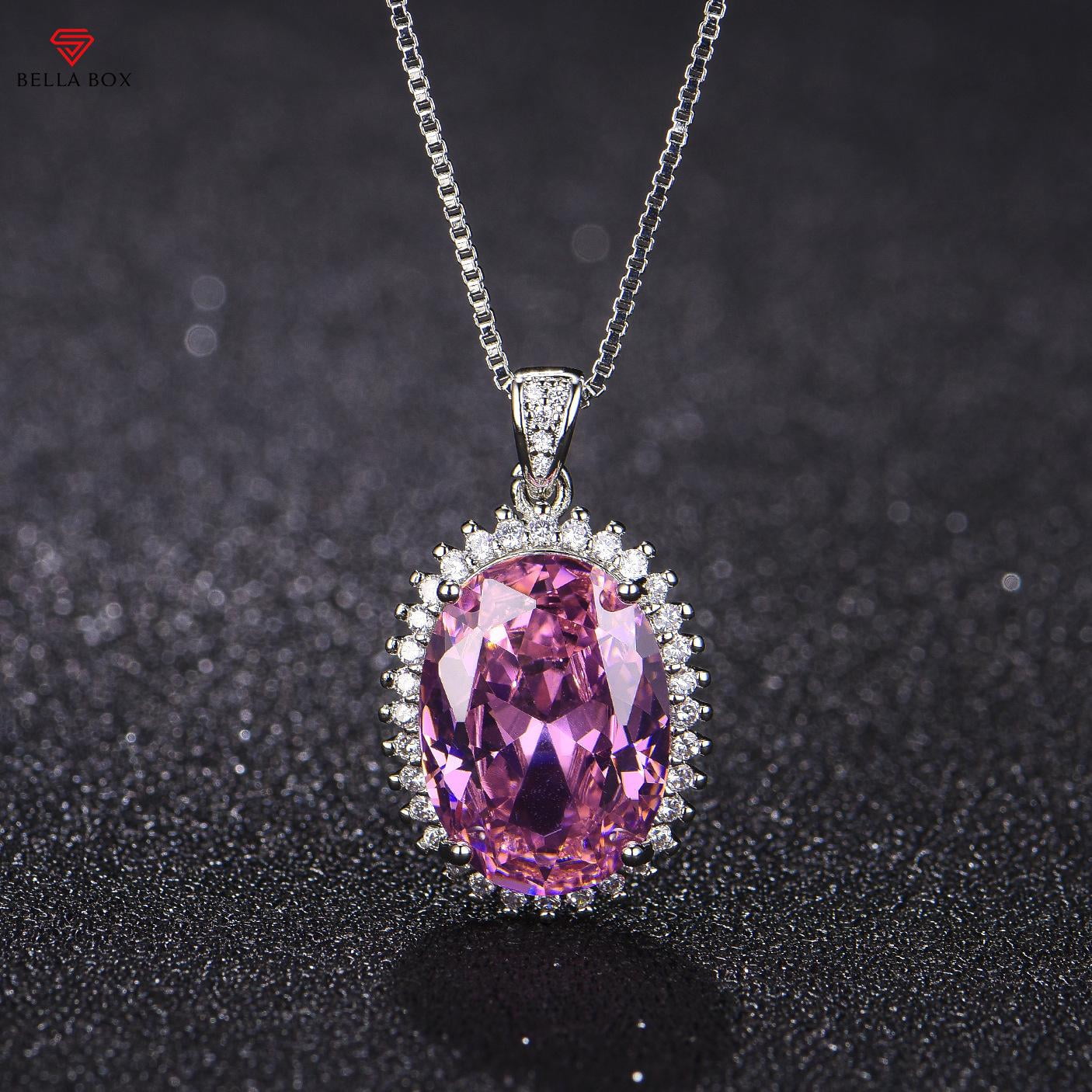 New High end Super Popular Fashion Oval Pink Zircon Luxury Necklace Pendant Women s Korean Clavicle Chain For Women Charm Wedding Engagement Walmart