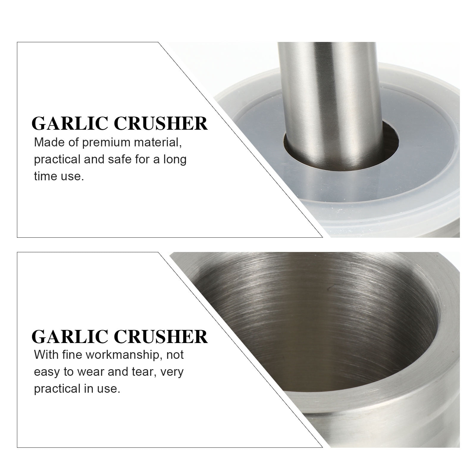 HONMEET 1Set Multifunctional Stainless Steel Garlic Crusher and Mincer Plated Silver and Easy to Operate