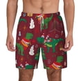 thumbnail image 3 of Uemuo Dinosaur Christmas Happy New Year Pattern Mens Swim Trunks Quick Dry Board Shorts with Mesh Lining, Stretch Beach Shorts Quick Dry No-Chafing Board Shorts-Medium, 3 of 9