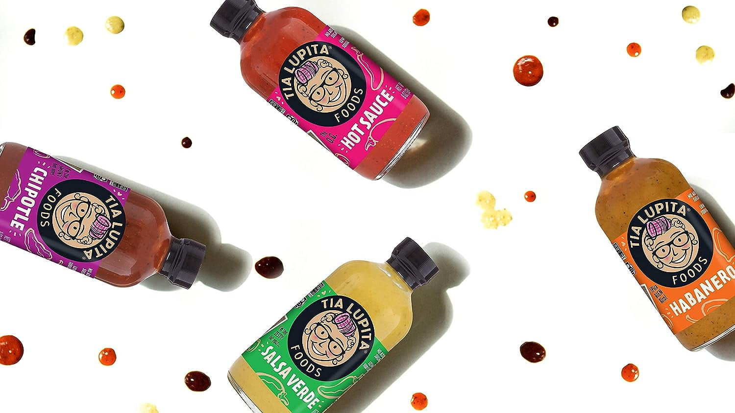 Tia Lupita Foods Hot Sauce Variety Pack Jalapeño, Salsa Verde, Habanero & Chipotle, 8 Oz 4 Bottles