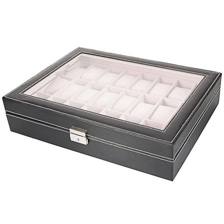 Ktaxon 6/10/12/20/24 Slot Wrist Watch Box Top Jewelry Storage Display Case