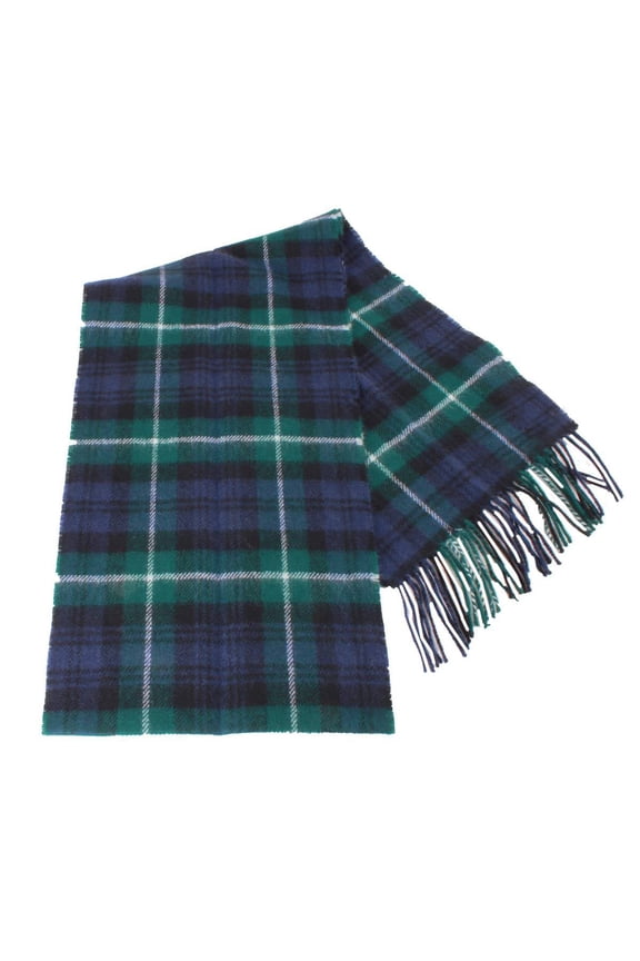 Bowhill Lamont Modern Lambswool Tartan Scarf - Blue/Green/Black