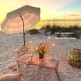 thumbnail image 6 of Boho Fringe Umbrella Outdoor Patio, 6.5ft UPF50+ Picnic Umbrella with Tassels with Steel Pole and Push Button Tilt, Pink Stripes, 6 of 8