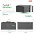 thumbnail image 7 of AECOJOY 12' x 12' Outdoor Storage Shed with Lockable Door Patio Metal Garden Storage Building in Dark Gray for Outside, 7 of 7