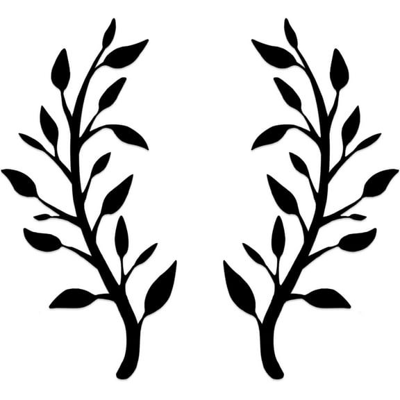 CozyNestFinds 2 Pieces Metal Tree Leaf Wall Décor Branch Leaf Wall Art for Indoor Outdoor Garden Home Bedroom Living Room Decorations (Black)