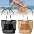 thumbnail image 3 of Sac Fourre-Tout en Maille 23L Sac de Plage Extra Large Sac à Bandoulière Réutilisable Sac de Courses Imperméable Anti-Sable Base avec Bandoulière Robuste pour Femmes Vacances Plage Pique-Nique Voyage Courses, 3 of 10