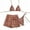 #0251-Coffee, variant on Women's 3 Piece Swimsuit Set Boho Bikini Set Textured Hollow Out Halter Triangle Bathing Suit with Cover Up Shorts