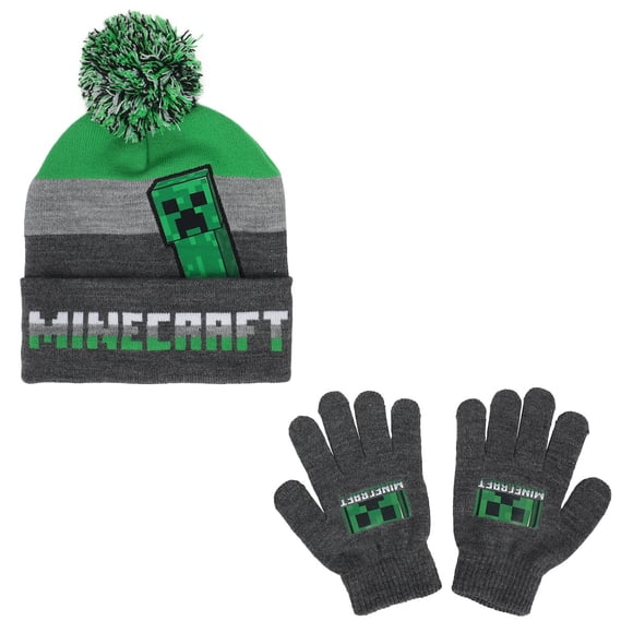 Set de gorro y guantes Bioworld Minecraft Creeper Youth