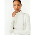 thumbnail image 5 of Scoop Women's Cable Knit Pullover Sweater with Long Sleeves, Sizes XS-XXL, 5 of 5