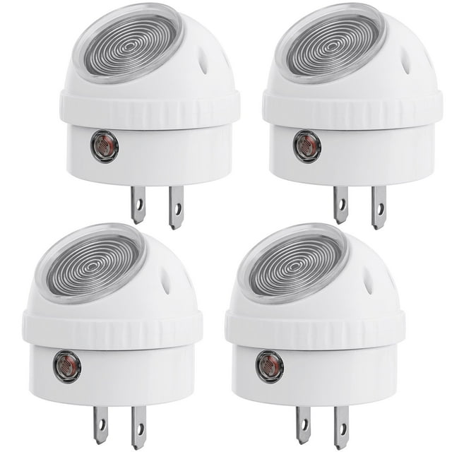 Luz nocturna DEWENWILS Plug in Dusk to Dawn que gira 360°, paquete de 4