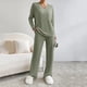 thumbnail image 2 of Conjunto de dos piezas de punto para mujer: jersey y pantalones anchos, color liso, otoño/invierno, poliéster, tallas S-XXL, 2 of 7