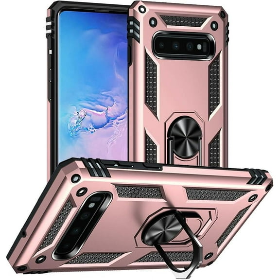 for Samsung Galaxy S10 Case, Galaxy S10 Case, [Military Grade 16ft. Drop Tested] Ring Shockproof Protective Phone Case for Samsung Galaxy S10,Rose Gold