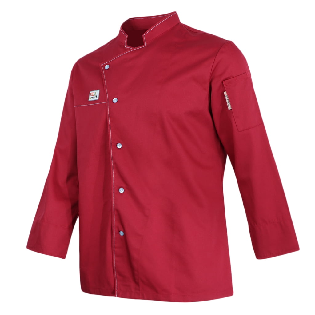 Simple Solid Chef Jacket Coat Kitchen Uniform Short Sleeves for Women Men 