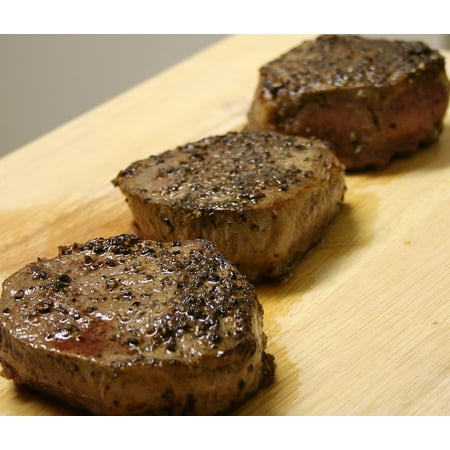 Canvas Print Cooked Meat Pepper Dinner Filet Beef Steaks Meal Stretched Canvas 10 x