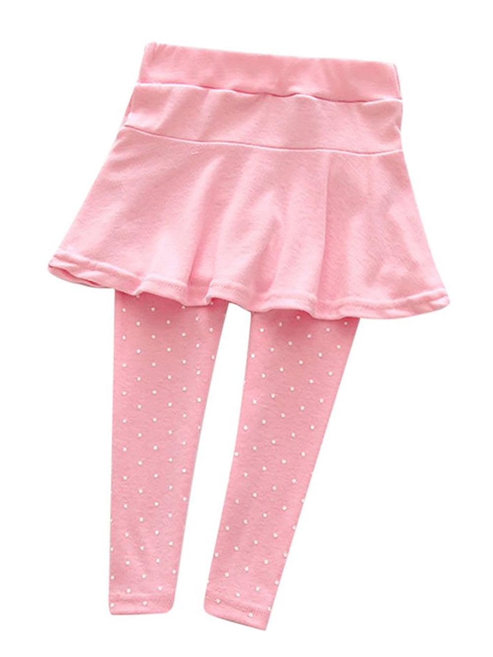 Lovebay Little Girls Polka Dot Leggings Pants with Tutu Skirts Kids Footless Tights Pink 56