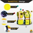 thumbnail image 2 of KwikSafety (Charlotte, NC) TIGER QUEEN Safety Vest for Women (IRIDESCENT Design) 9 Pockets Premium Class 2 Custom High Visibility ANSI OSHA Reflective Construction with Zipper | Yellow Small, 2 of 6