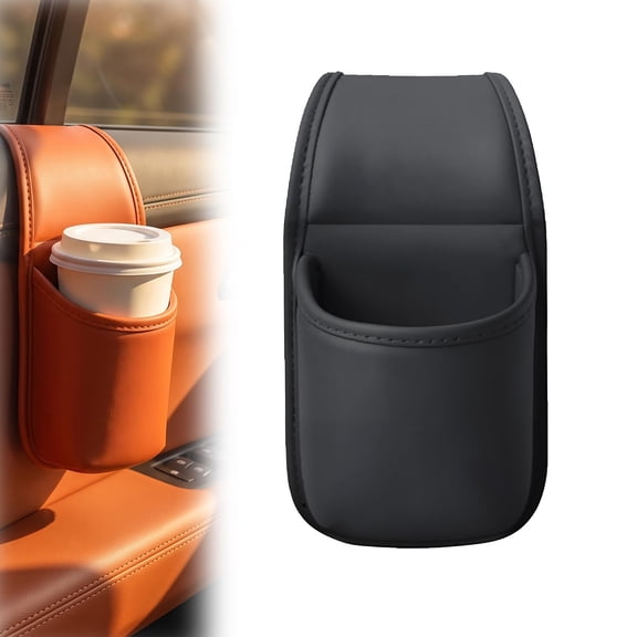 Leather Car Door Cup Holder, Wide-Mouth, Scratch-Resistant, Window Cup Holders for Vehicles, Drinks & Phone