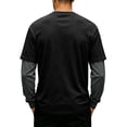thumbnail image 5 of OIOLOYJM Men's Fake Two Piece T-Shirt Long Sleeve Crew Neck Casual Layered Tee Shirts Fashion Basic Athletic Work Pullover Navy XL, 5 of 5