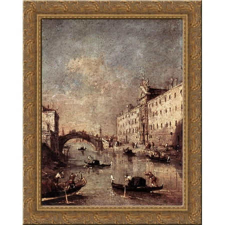 Venice, Il Rio dei Mendicanti 24x20 Gold Ornate Wood Framed Canvas Art by Francesco Guardi