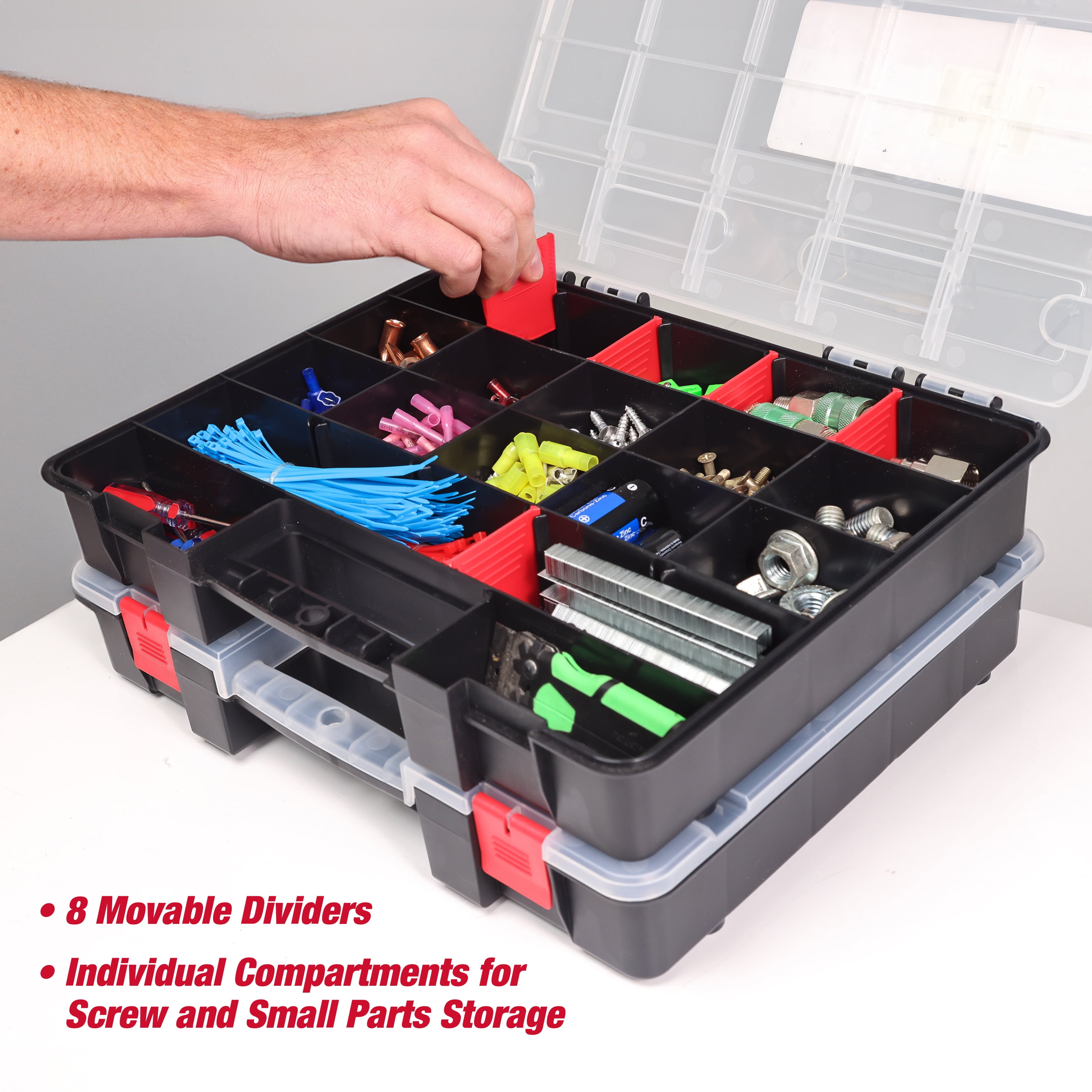 Hyper Tough 2-Pack Organizer, Stackable Plastic with 8 Movable Dividers, 93512638