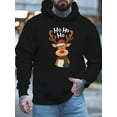 thumbnail image 2 of Men'S 2025 Christmas Reindeer Hoodie with Ho Ho Ho & Rudolph Graphic - Casual Long Sleeve Sweatshirt, Soft Knit Fabric, Regular Fit, Festive Red & Green Reindeer Print, Cozy Winter Pullover for Holid, 2 of 5