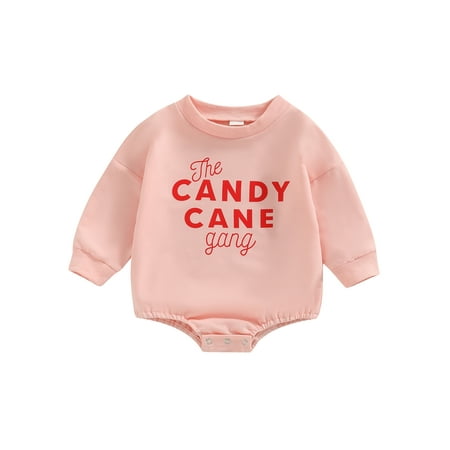 

Baby Girls Christmas Crewneck Sweatshirts Christmas Romper Letters Print Bodysuit Fall Winter Clothes