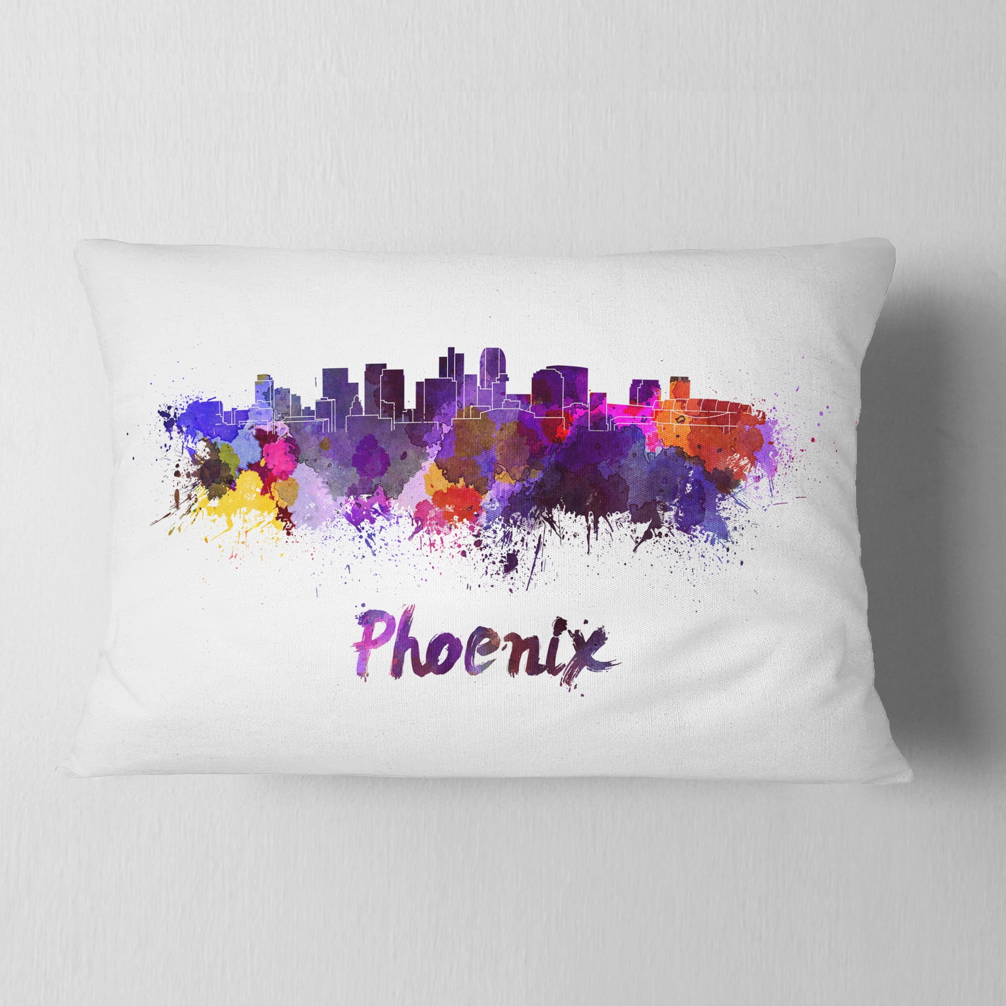 Designart Phoenix Skyline - Cityscape Throw Pillow - 12x20