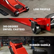 Jack Boss 3 Ton Floor Jack, 6600LBS Capacity Hydraulic Car Jack, Low Profile Portable Jack with Dual Pumps, Quickly Lift Steel Service Jack, Lifting Range 3-1/8 Min to 20 Max Red