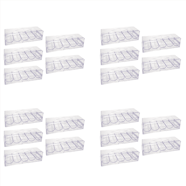 20X Clear Acrylic Poker Chip Rack with Cover/Casino Chip Tray with Lid, Holds 100 Chips Each