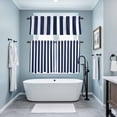 thumbnail image 3 of Navy Blue Striped Kitchen Curtains Sets for Windows 36 Inch Length, Modern Farmhouse Blue White Stripes Rod Pocket Window Treatments Tier Curtains and Valances Set for Bedroom/Bathroom, 3 of 8