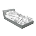 thumbnail image 2 of Ambesonne Nature Fitted Sheet & Pillow Sham Set, Blooming Flower Bee, Twin, Black White, 2 of 2