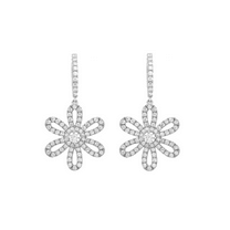 Rachel Koen 2.50Cttw Round Cut Diamond Flower Drop Earrings 18K White Gold