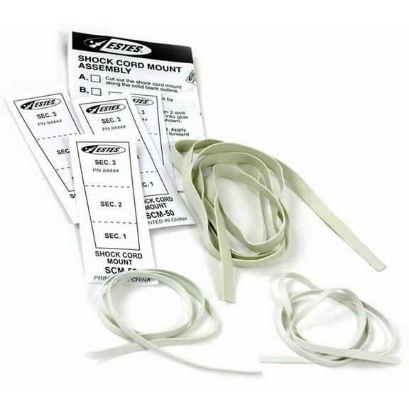 Estes Shock Cords and Mount Pack - Includes two 1/8"x18" and one 1/4"x36" Shock Cords and Four Mounts (2278)