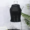 thumbnail image 4 of Diufon Women's Sequin Tank Top Sparkle Glitter Summer Sleeveless Blouse Solid Color Crew Neck Slim Party Vest, 4 of 9